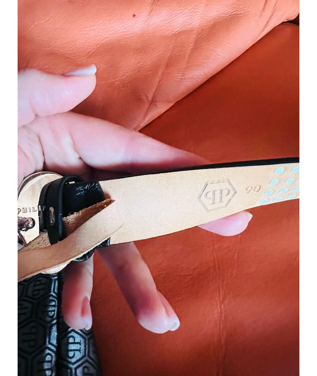 PHILIPP PLEIN Черный кожаный ремень, фото 3