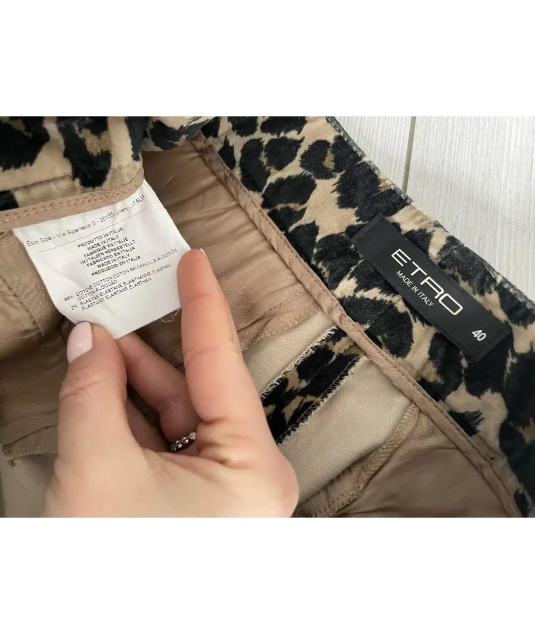 ETRO Коричневые хлопковые прямые брюки, фото 6