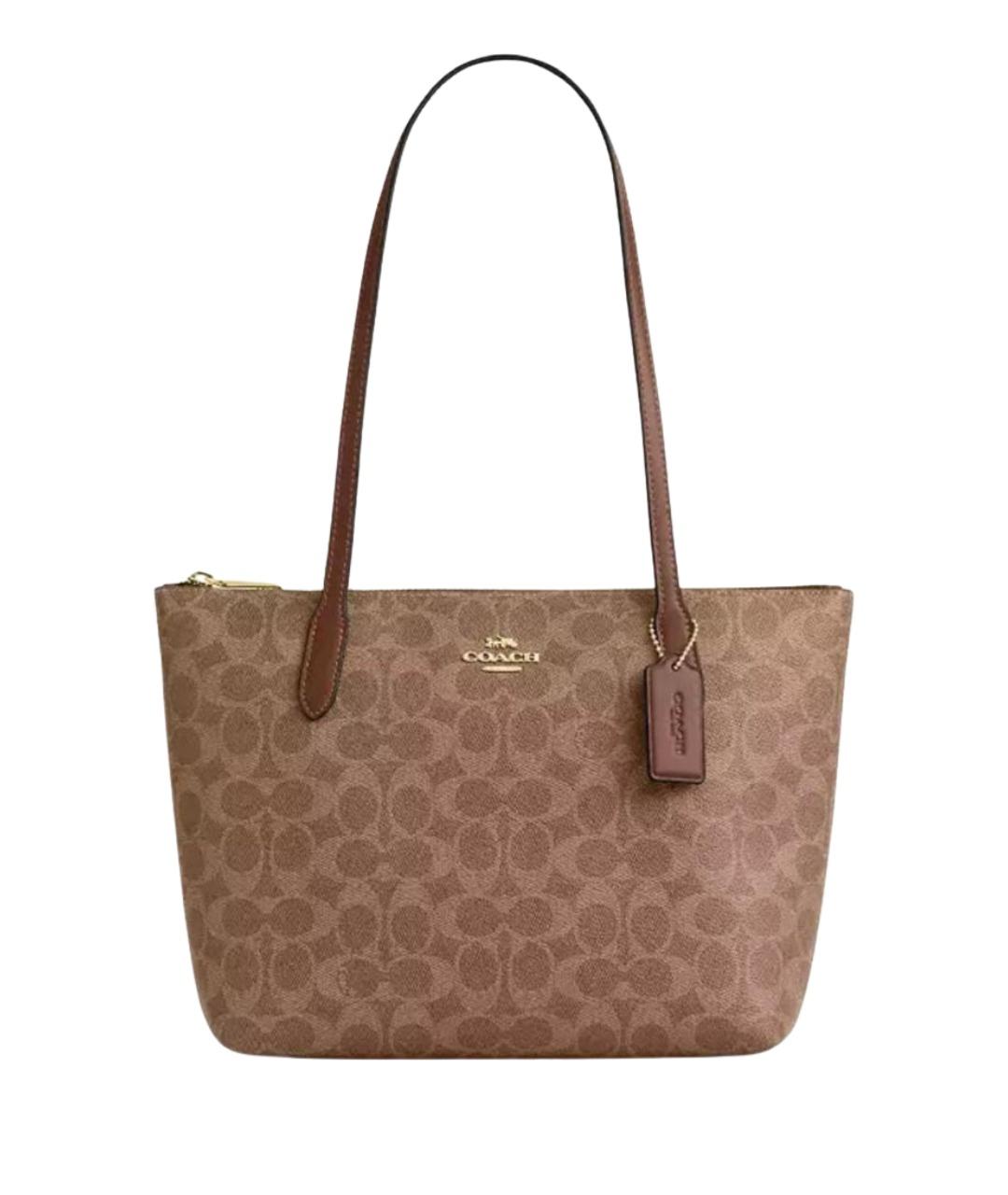 COACH Коричневая кожаная сумка тоут, фото 1