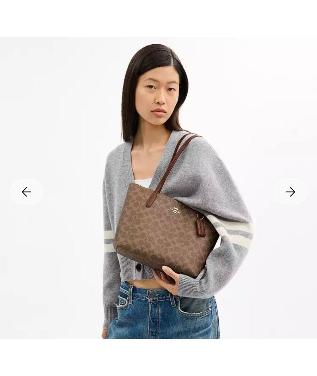 COACH Коричневая кожаная сумка тоут, фото 8