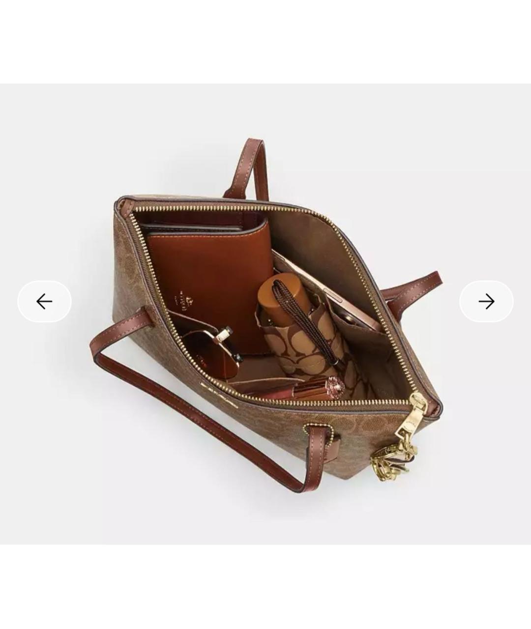 COACH Коричневая кожаная сумка тоут, фото 7