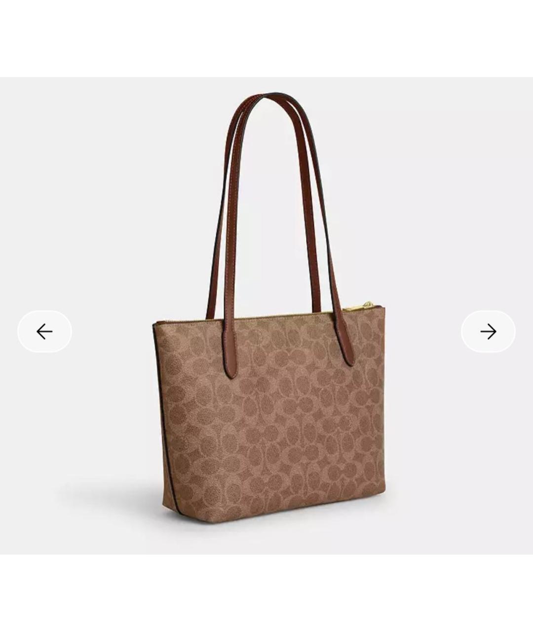 COACH Коричневая кожаная сумка тоут, фото 3