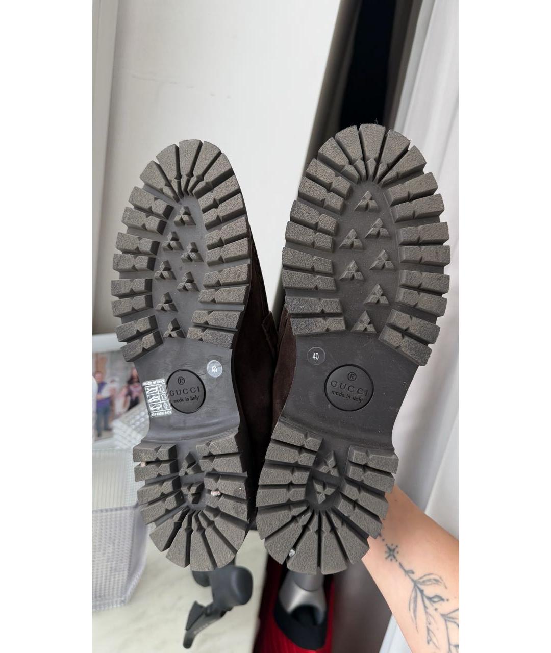 GUCCI Коричневые замшевые ботинки, фото 7