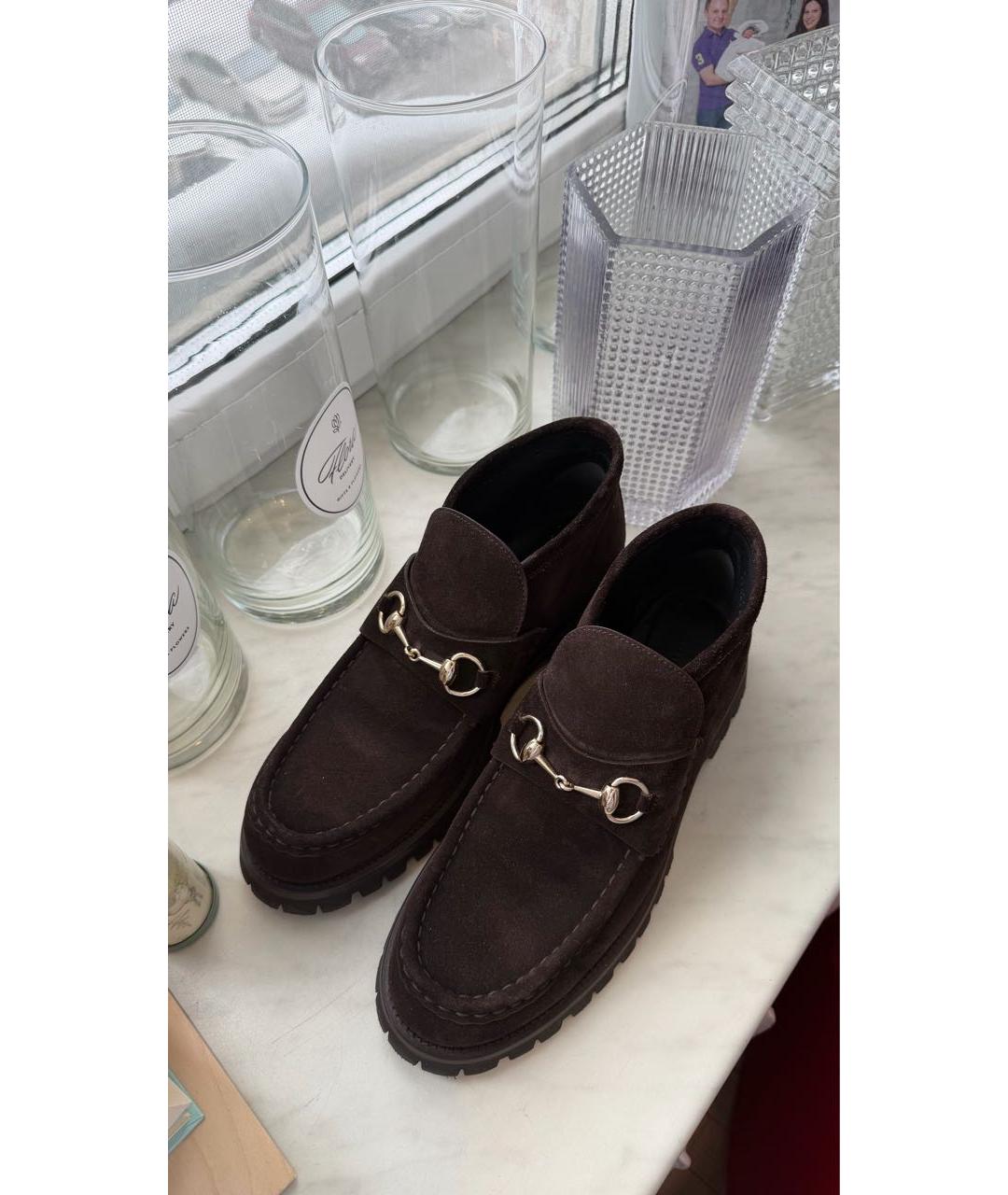 GUCCI Коричневые замшевые ботинки, фото 3