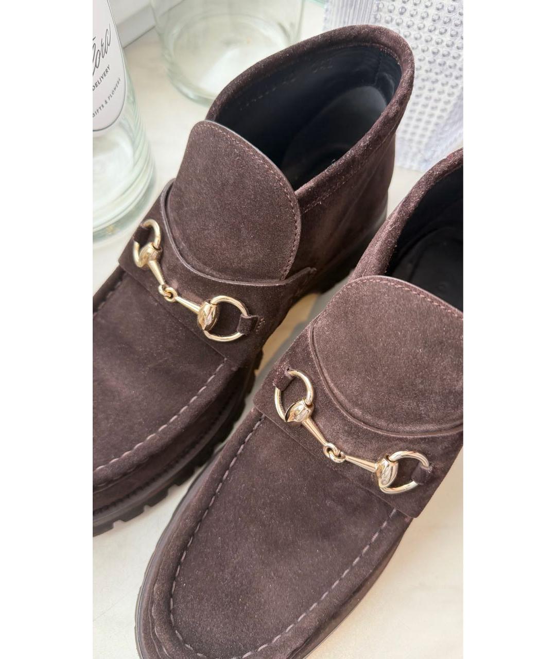 GUCCI Коричневые замшевые ботинки, фото 6