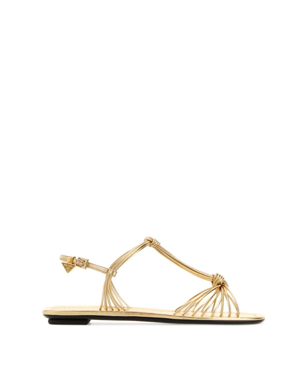 PRADA Золотые кожаные сандалии, фото 3