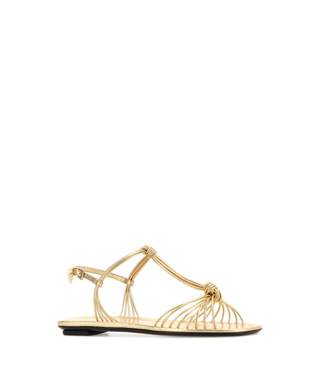 PRADA Золотые кожаные сандалии, фото 2