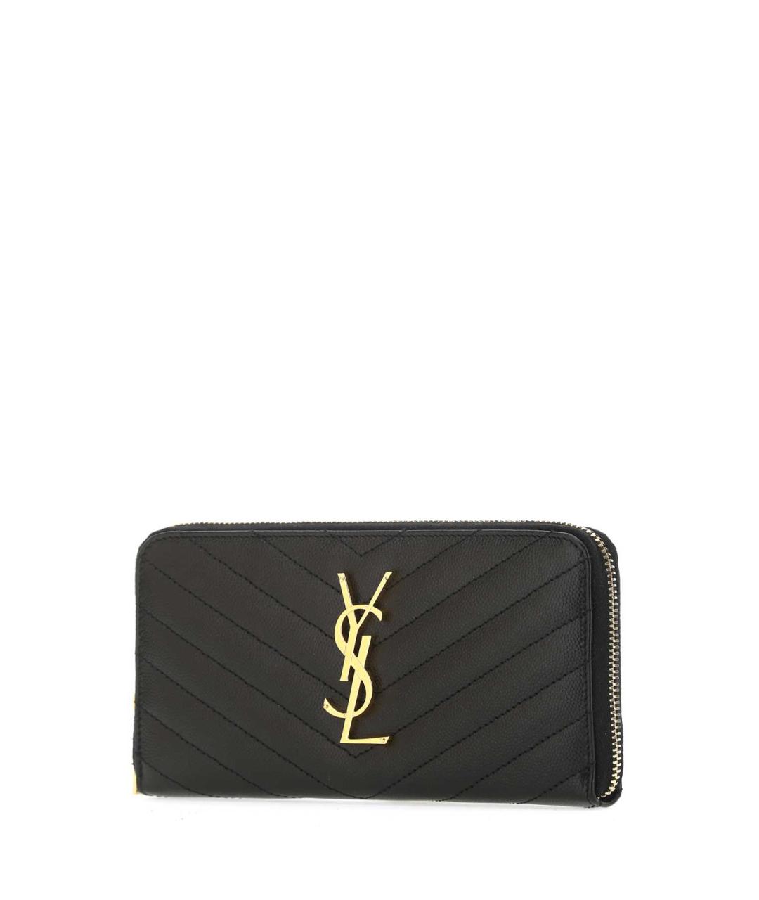 SAINT LAURENT Черный кожаный кошелек, фото 2