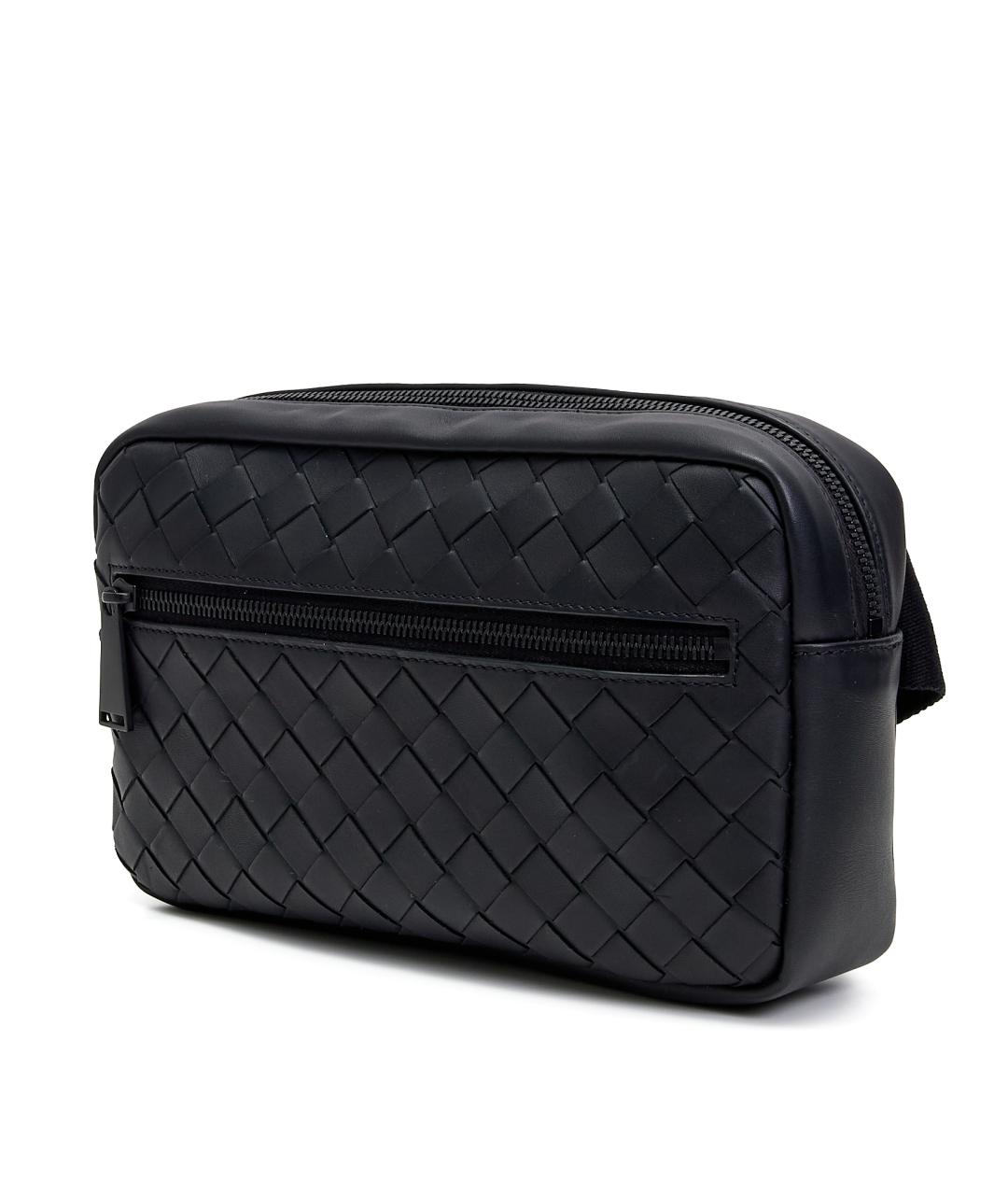 BOTTEGA VENETA Черная кожаная поясная сумка, фото 2