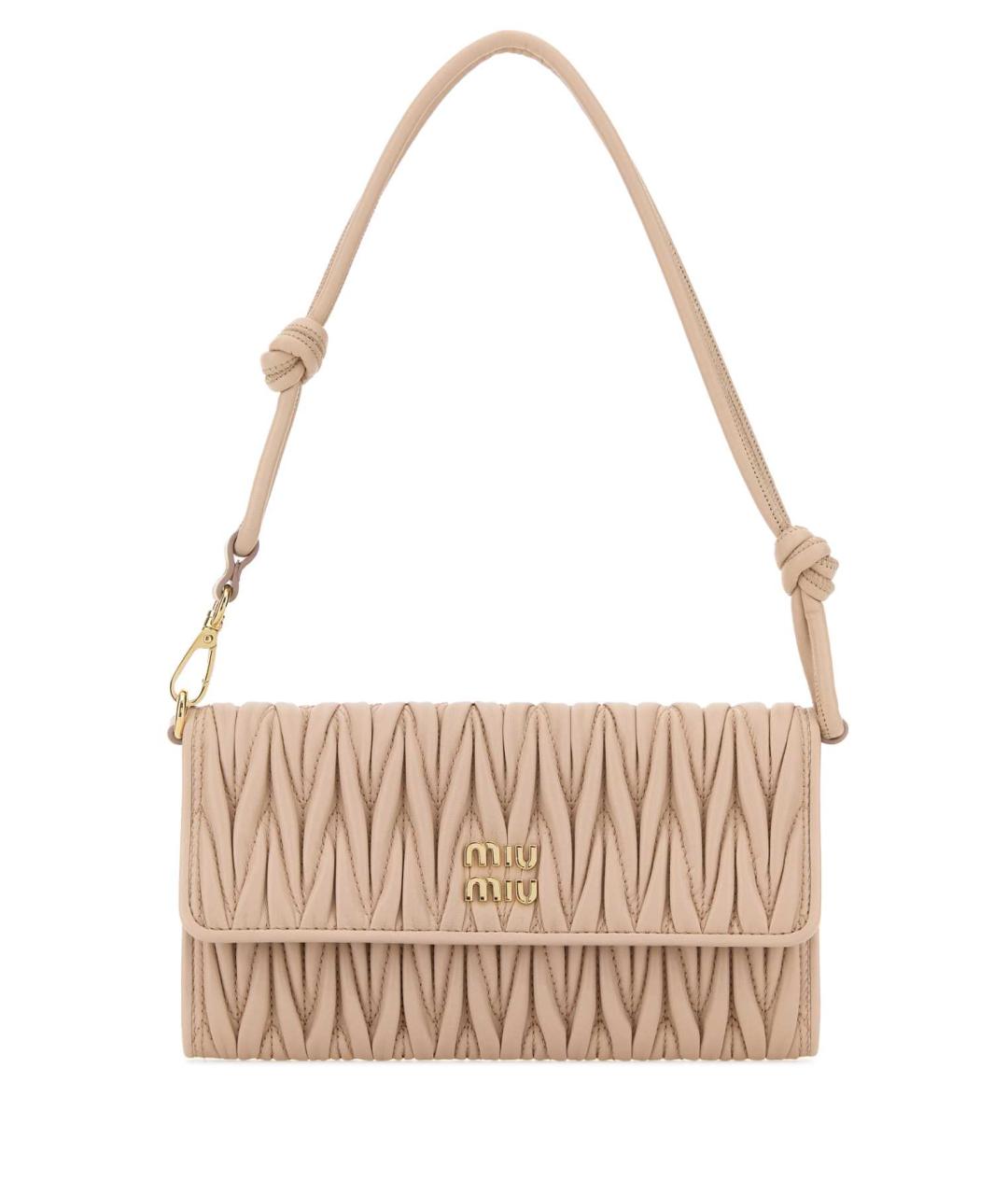 MIU MIU Бежевая кожаная сумка с короткими ручками, фото 1