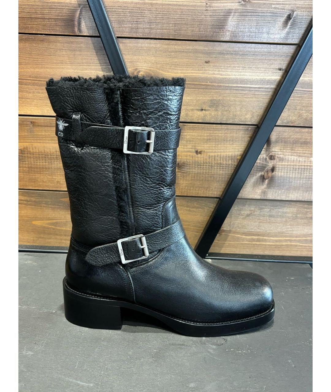 CHRISTIAN DIOR Черные кожаные сапоги, фото 9