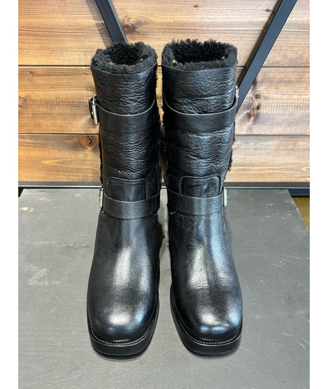 CHRISTIAN DIOR Черные кожаные сапоги, фото 3