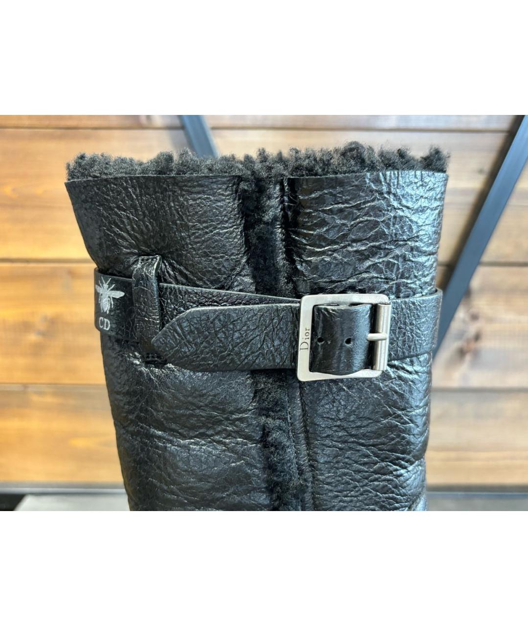 CHRISTIAN DIOR Черные кожаные сапоги, фото 7