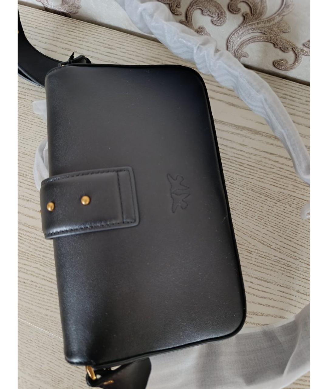 PINKO Черная кожаная сумка через плечо, фото 3