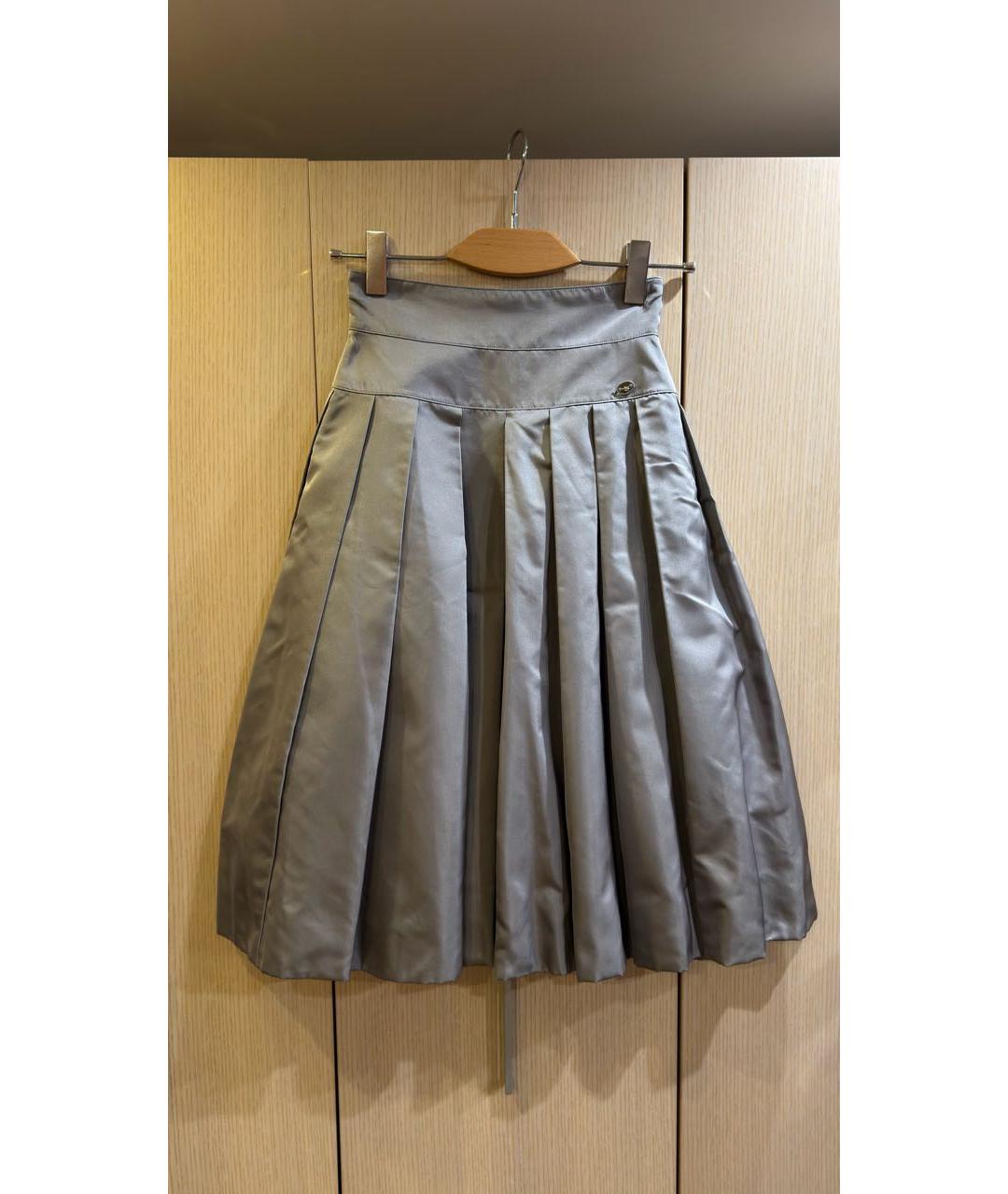 CHANEL Серая шелковая юбка миди, фото 7