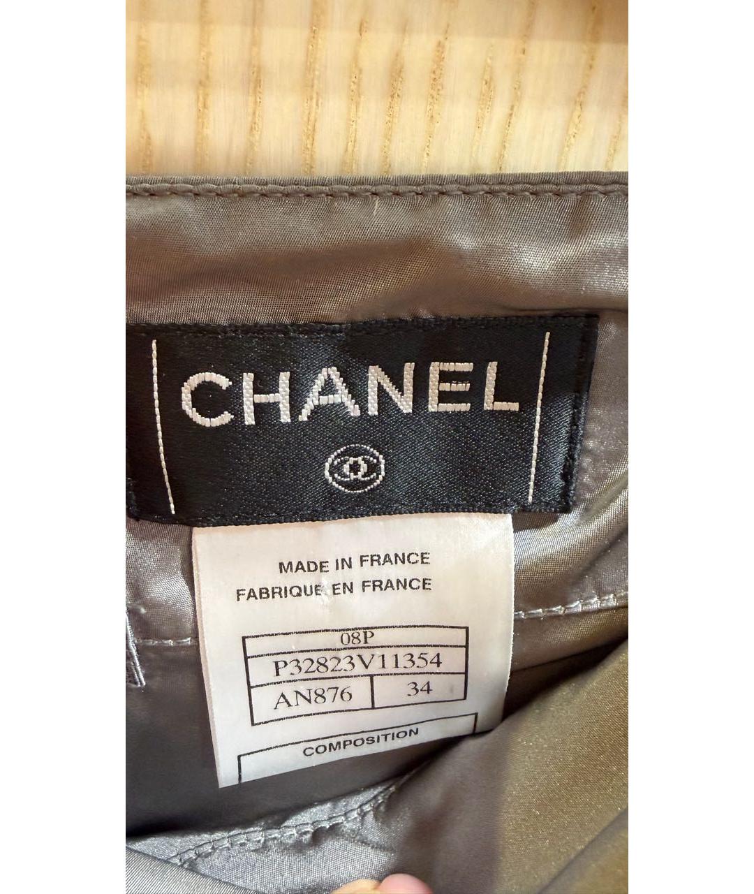 CHANEL Серая шелковая юбка миди, фото 3