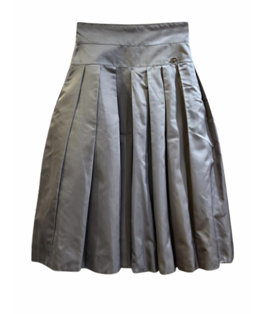 CHANEL Серая шелковая юбка миди, фото 1