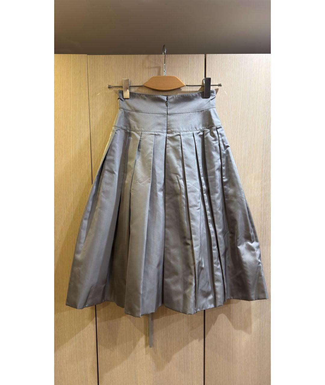 CHANEL Серая шелковая юбка миди, фото 2