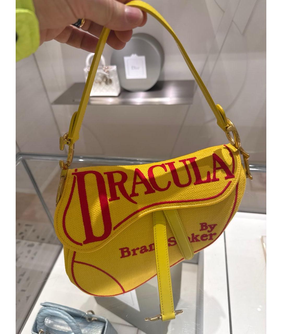 CHRISTIAN DIOR Желтая твидовая сумка с короткими ручками, фото 7