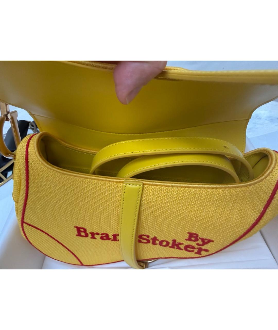 CHRISTIAN DIOR Желтая твидовая сумка с короткими ручками, фото 5