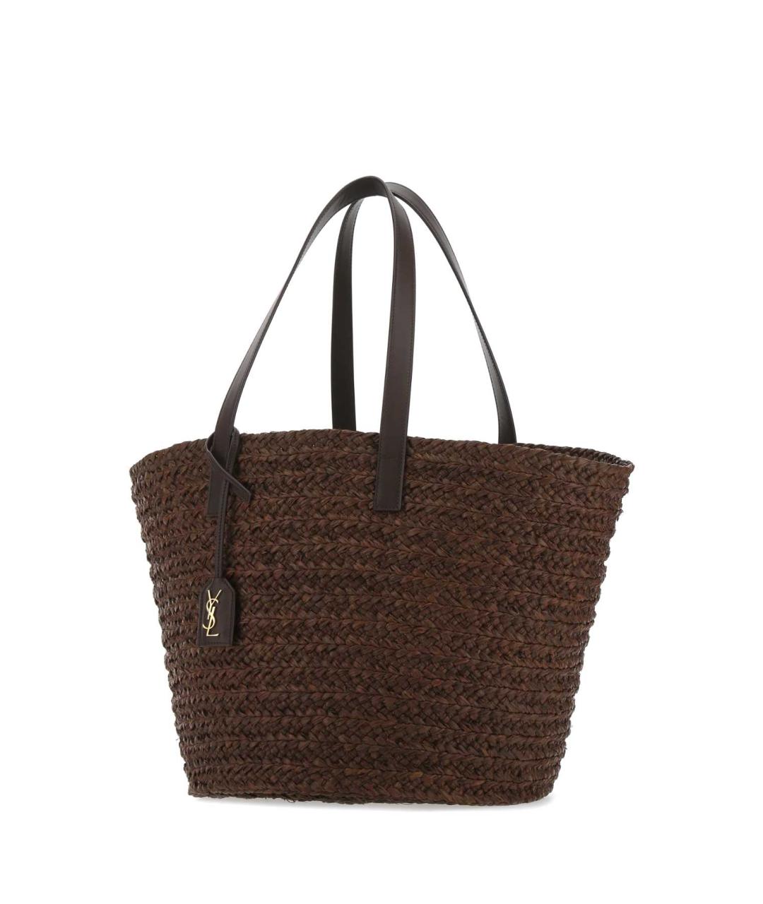 SAINT LAURENT Коричневая пелетеная сумка тоут, фото 2