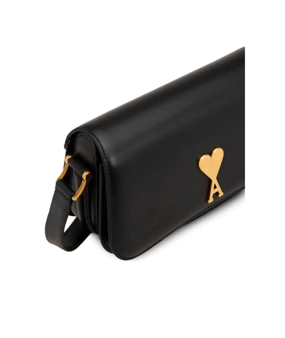 Ami Paris Черная кожаная сумка через плечо, фото 4