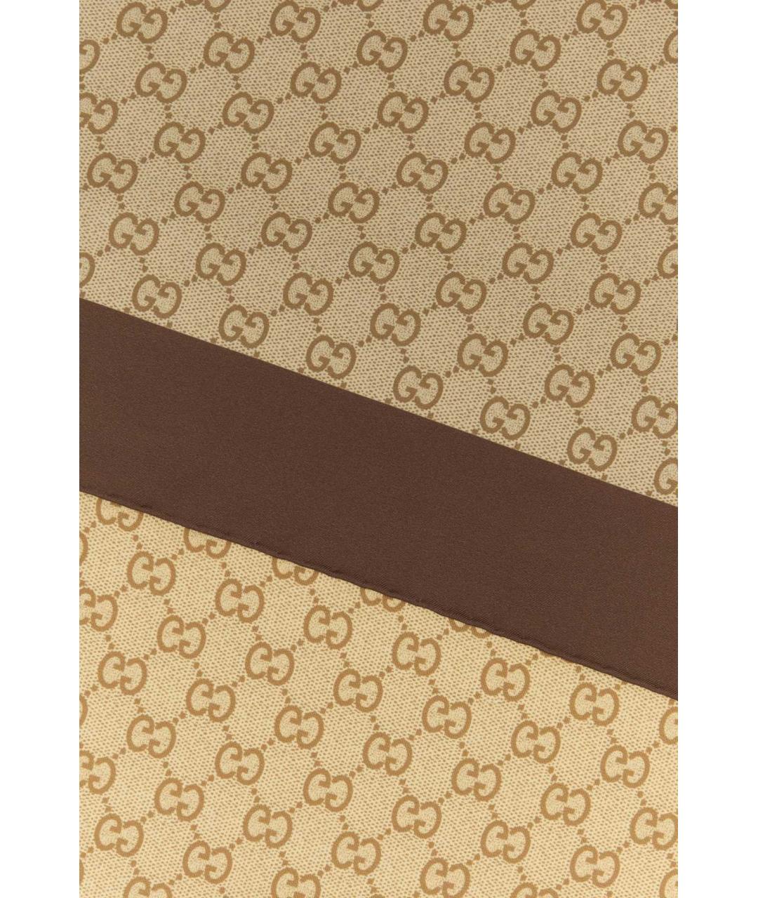 GUCCI Бежевый шелковый шарф, фото 2