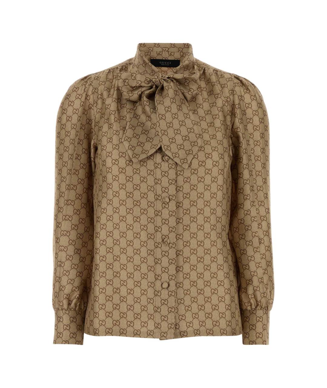 GUCCI Бежевая шелковая блузы, фото 1