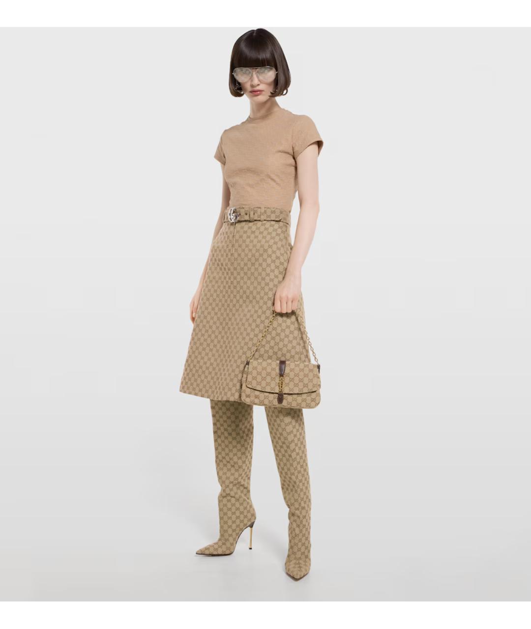 GUCCI Бежевая тканевая сумка через плечо, фото 3