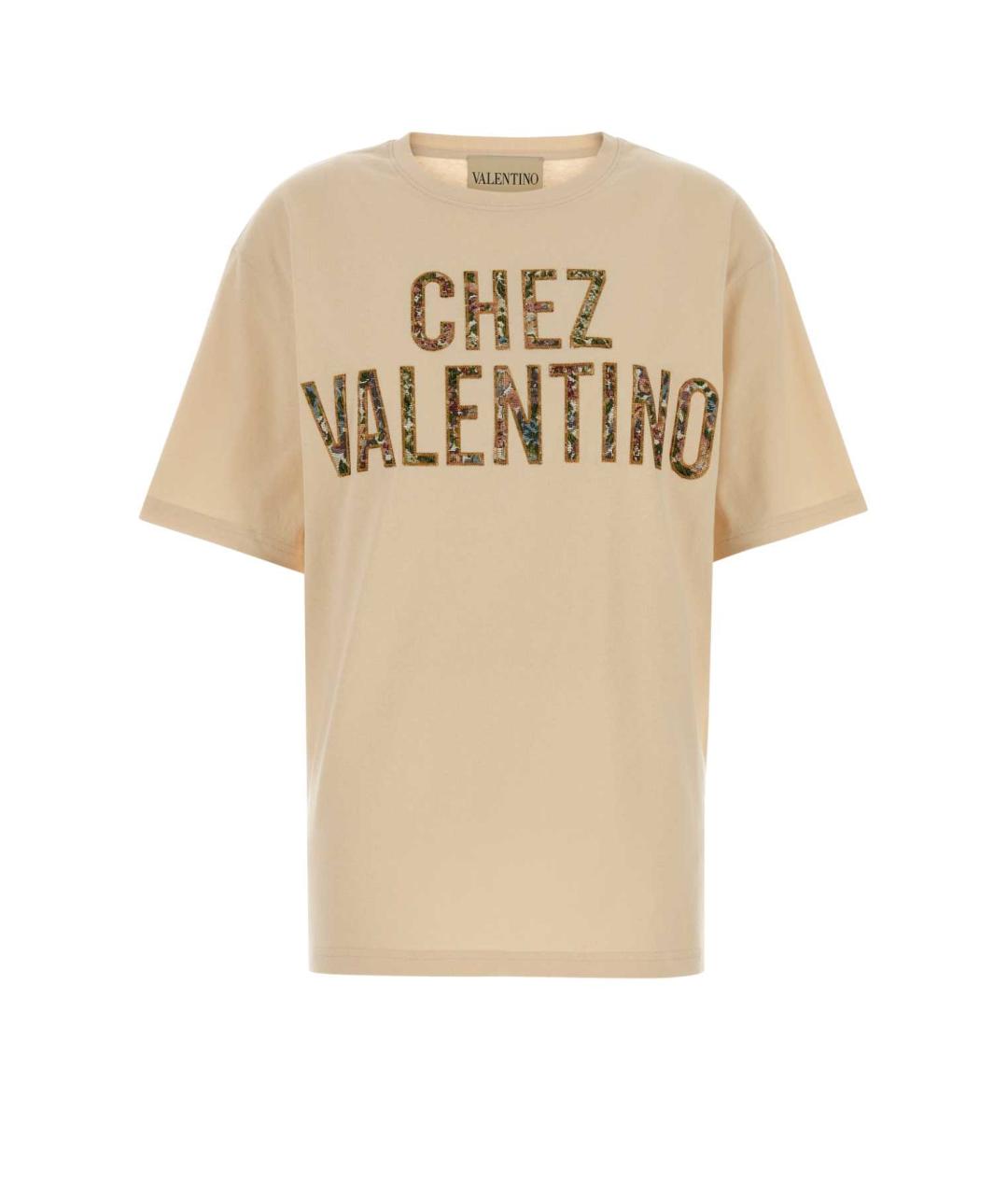 VALENTINO Бежевая хлопковая футболка, фото 1