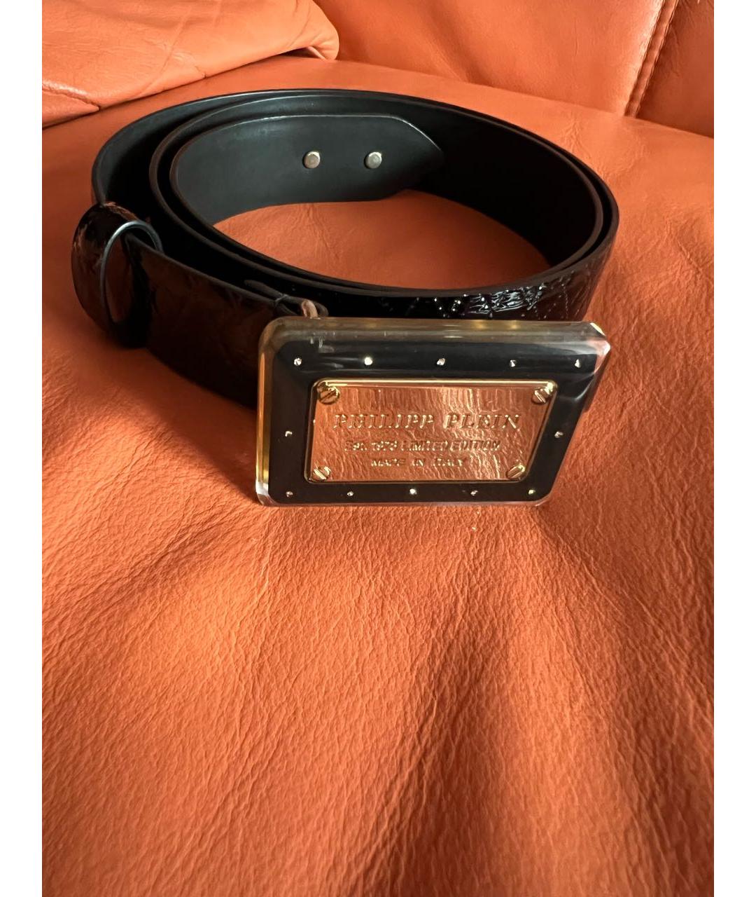 PHILIPP PLEIN Черный ремень из лакированной кожи, фото 6