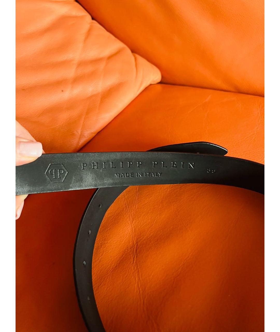 PHILIPP PLEIN Черный ремень из лакированной кожи, фото 3