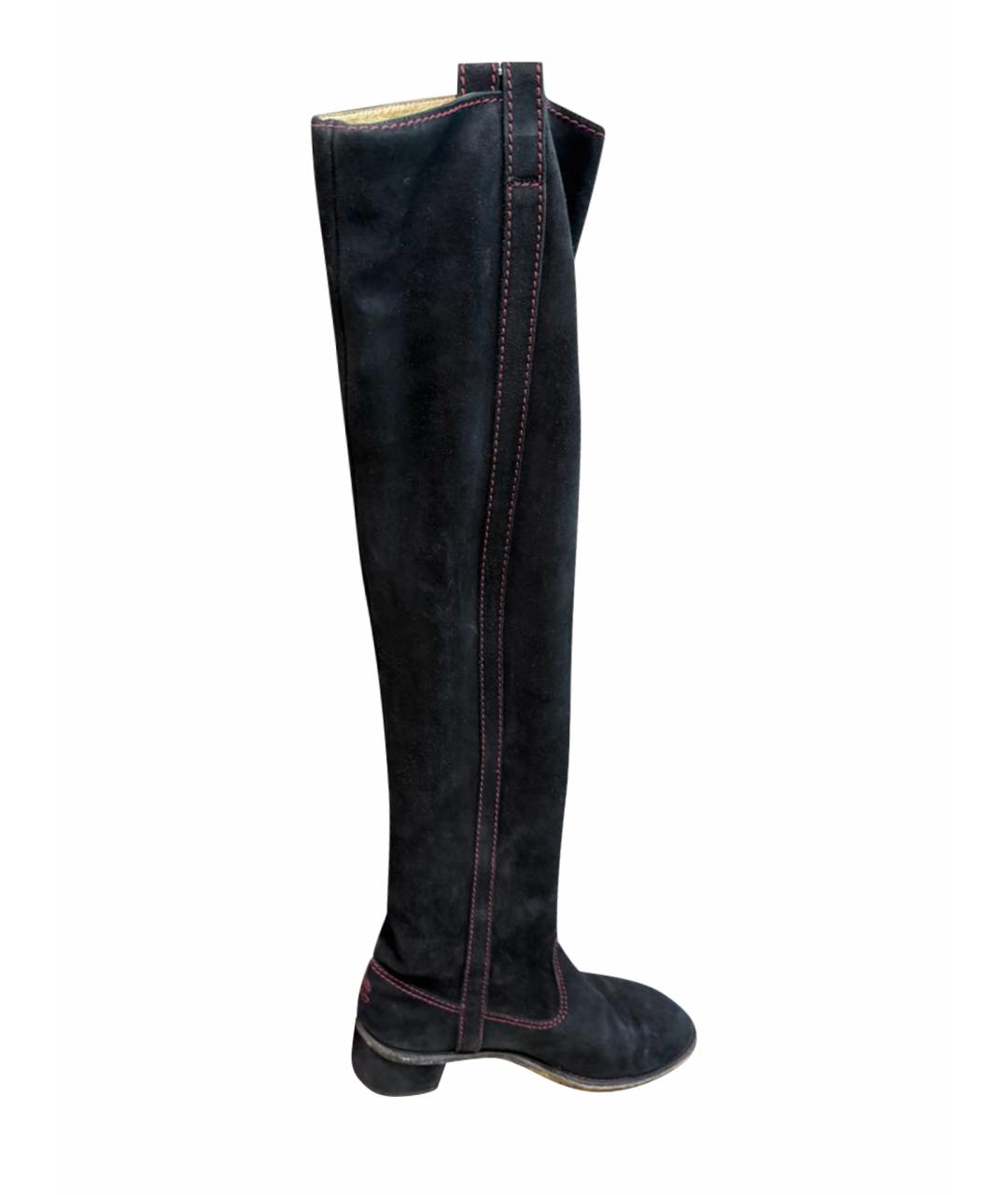 CHANEL Черные замшевые ботфорты, фото 1