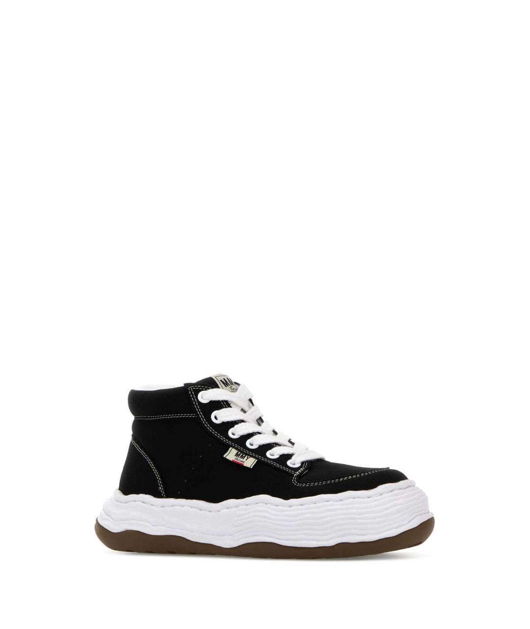 MAISON MIHARA YASUHIRO Черные текстильные высокие кроссовки / кеды, фото 2