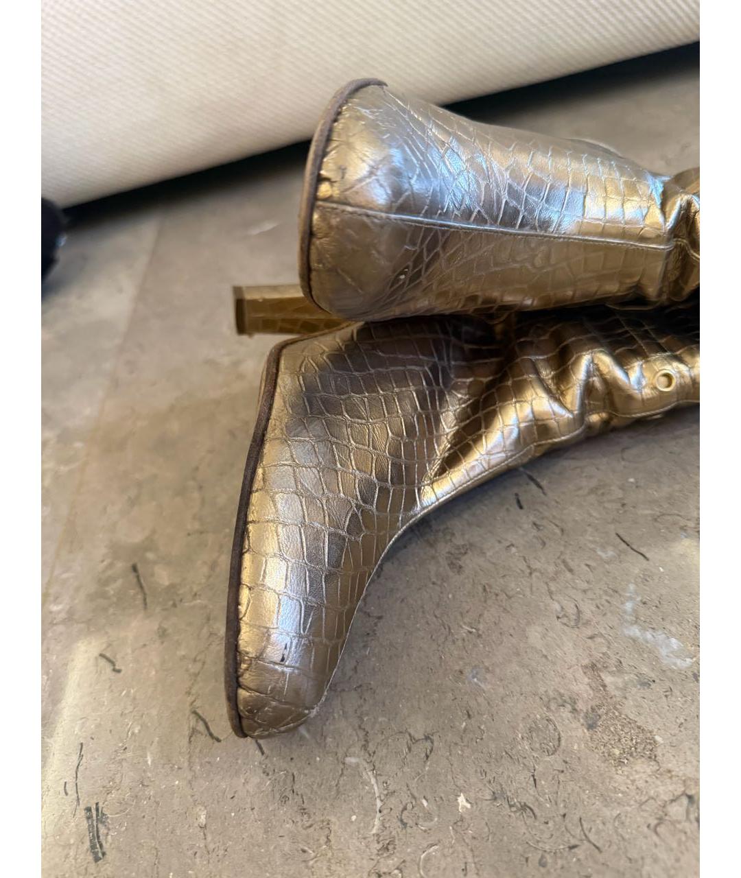 LA PERLA Золотые кожаные сапоги, фото 2