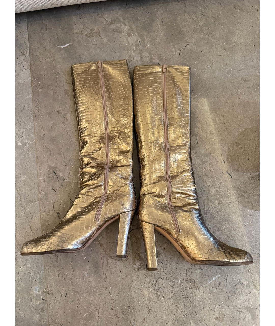 LA PERLA Золотые кожаные сапоги, фото 3