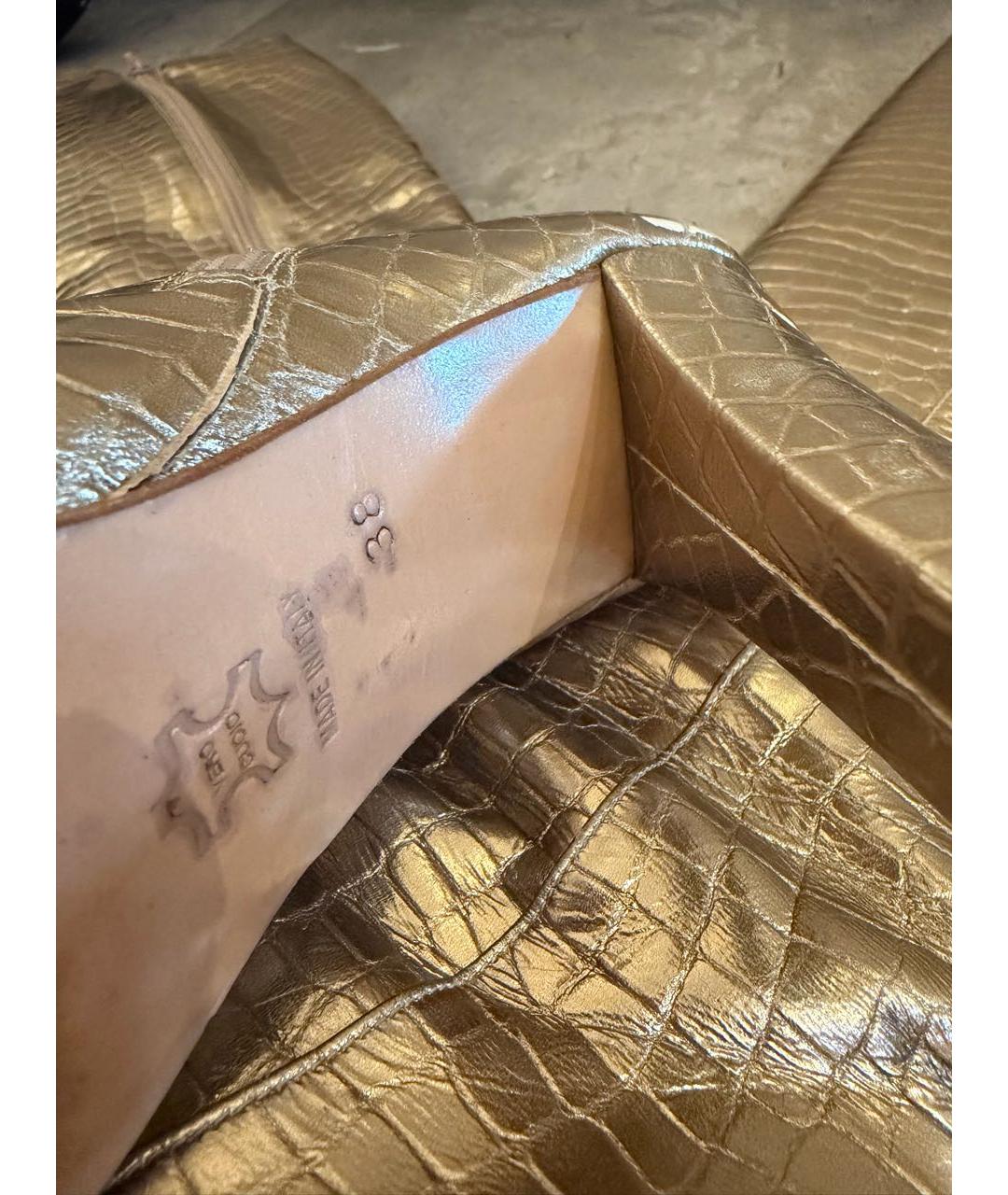 LA PERLA Золотые кожаные сапоги, фото 7