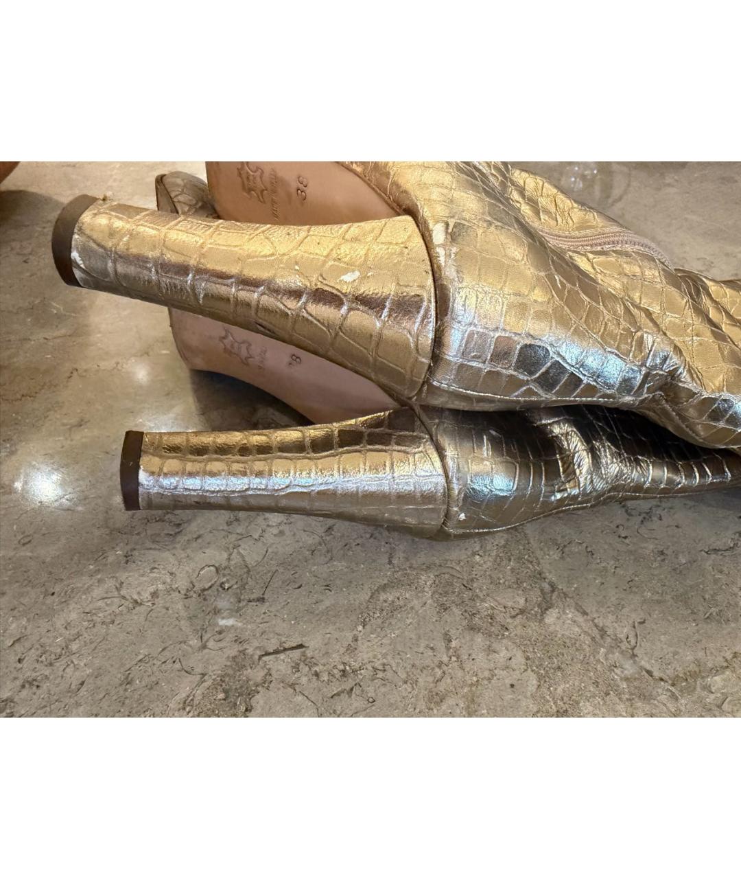 LA PERLA Золотые кожаные сапоги, фото 4