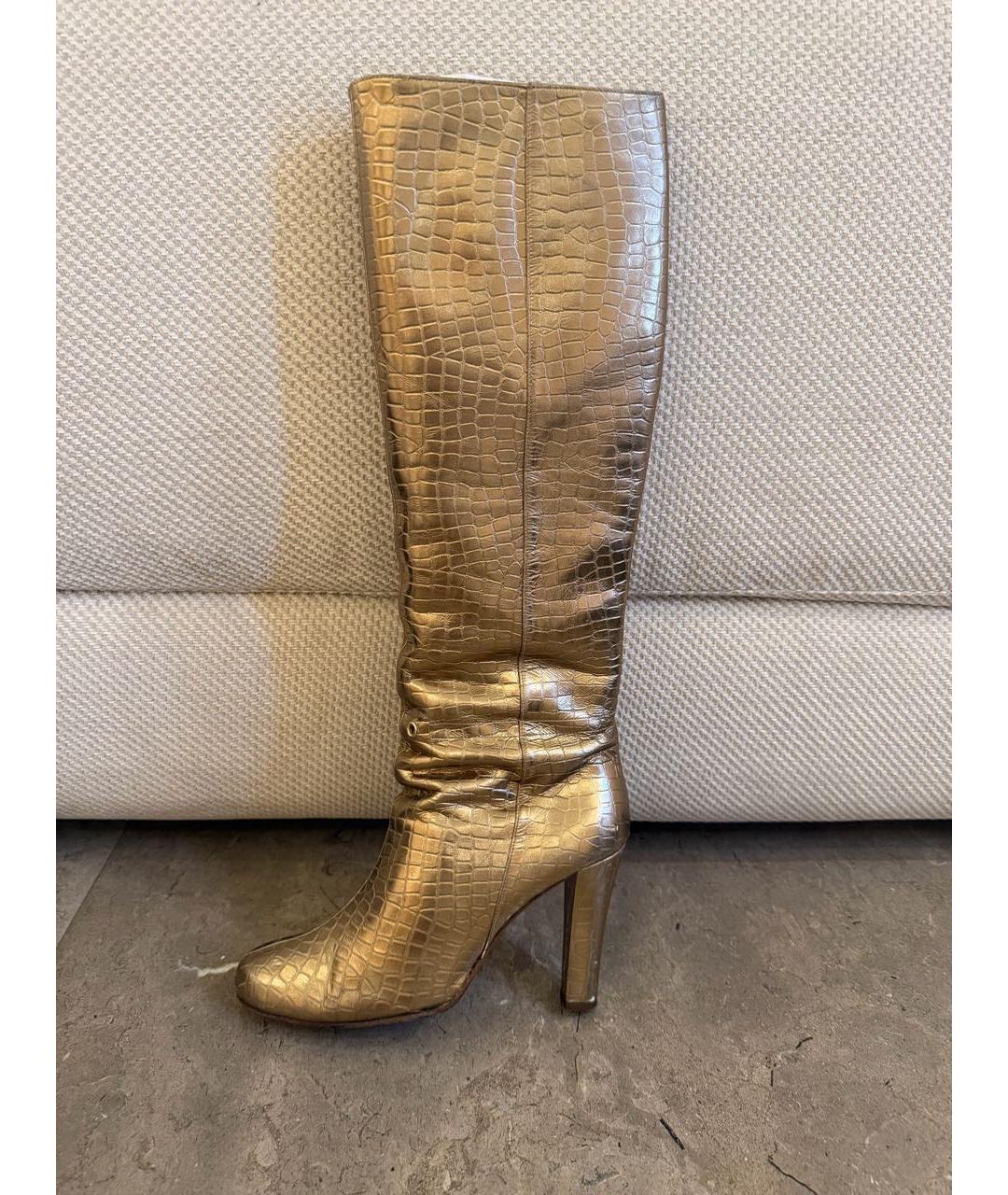 LA PERLA Золотые кожаные сапоги, фото 8