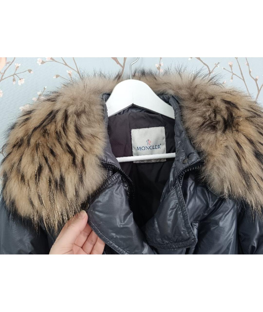 MONCLER Антрацитовый полиэстеровый пуховик, фото 3