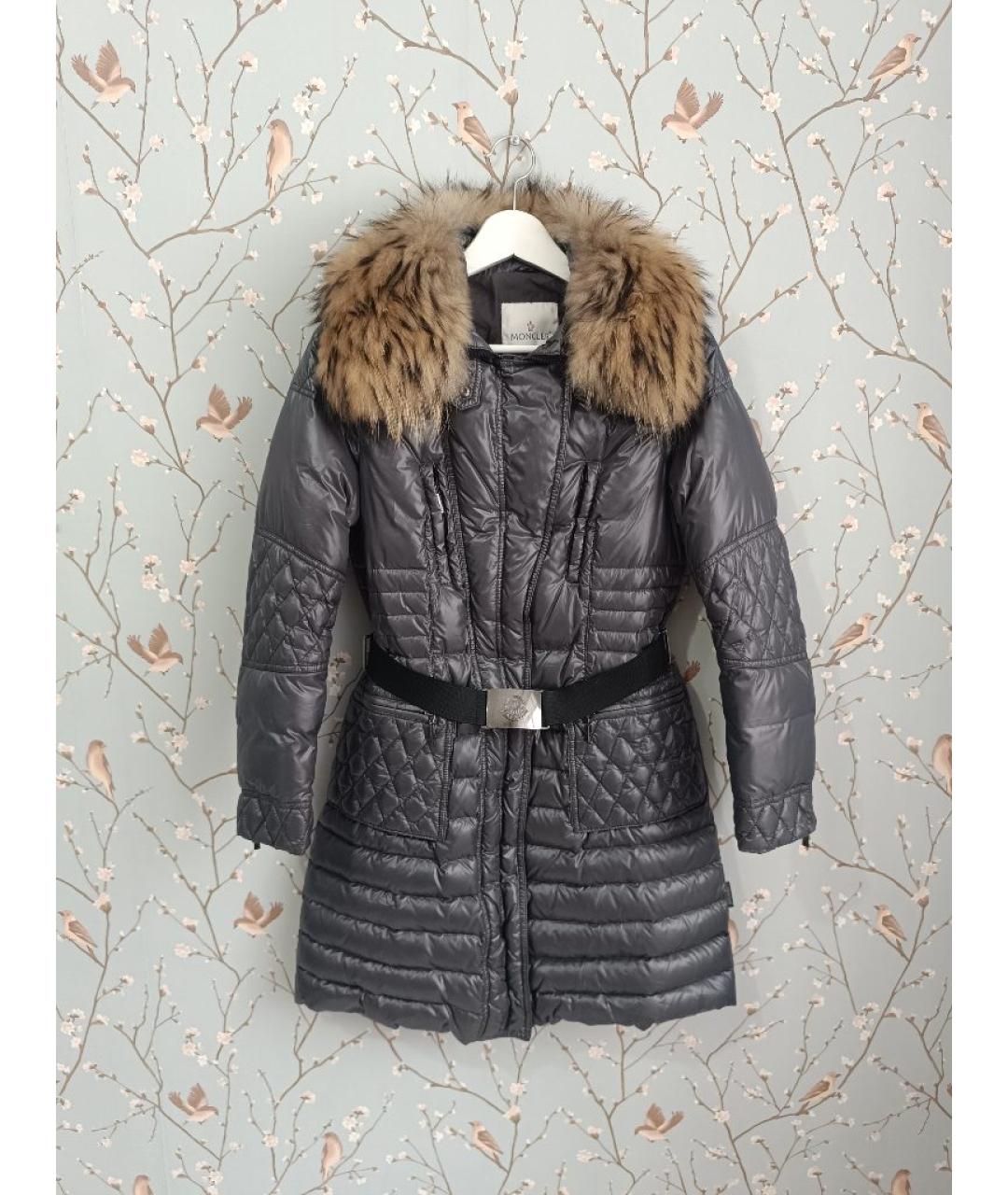 MONCLER Антрацитовый полиэстеровый пуховик, фото 10