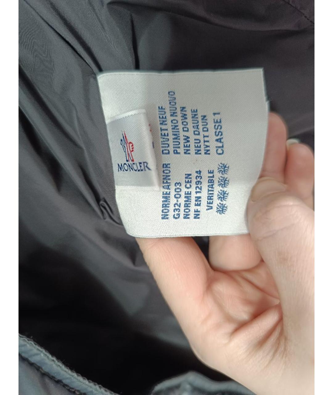 MONCLER Антрацитовый полиэстеровый пуховик, фото 6