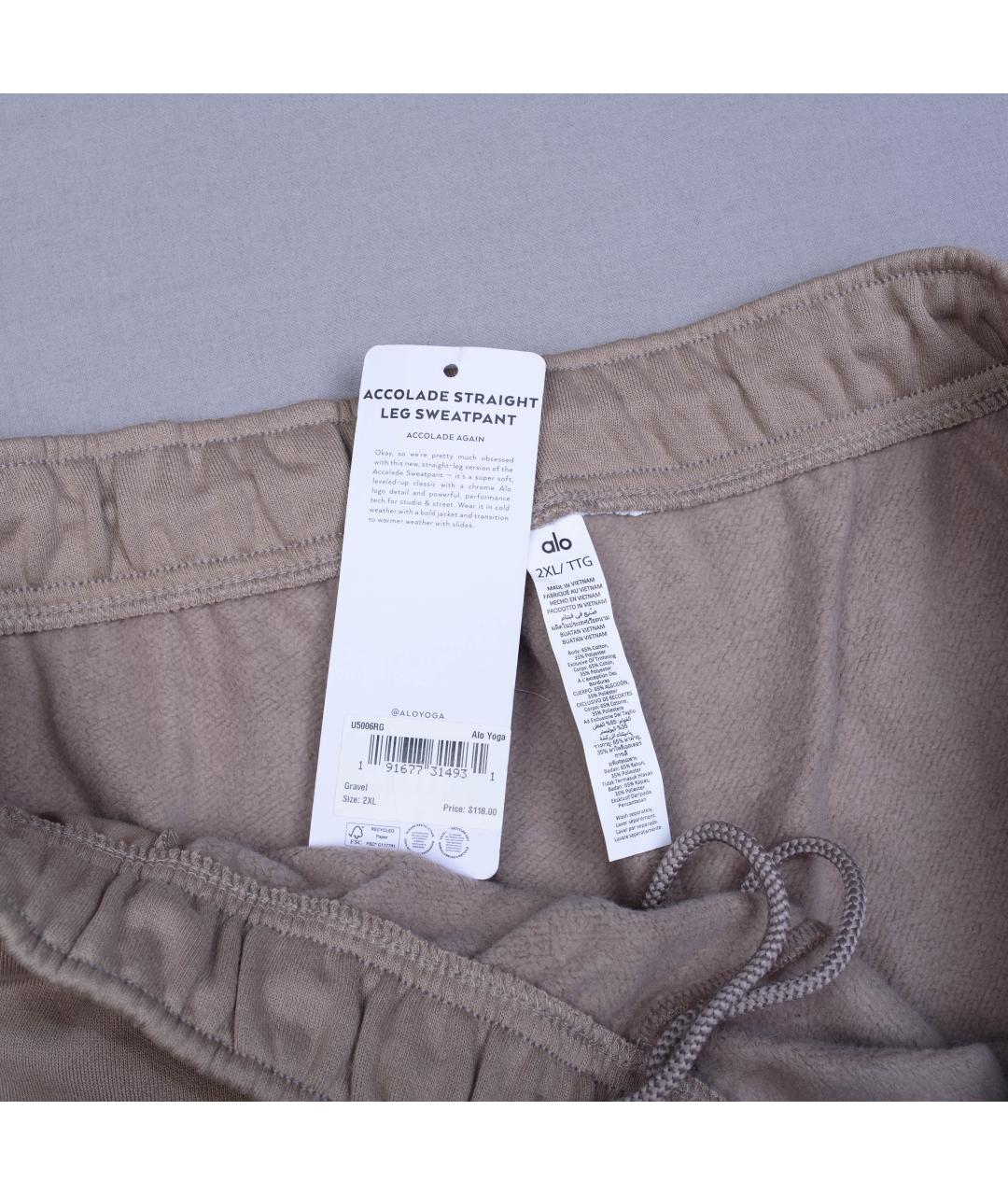 ALO YOGA Бежевые хлопковые повседневные брюки, фото 3