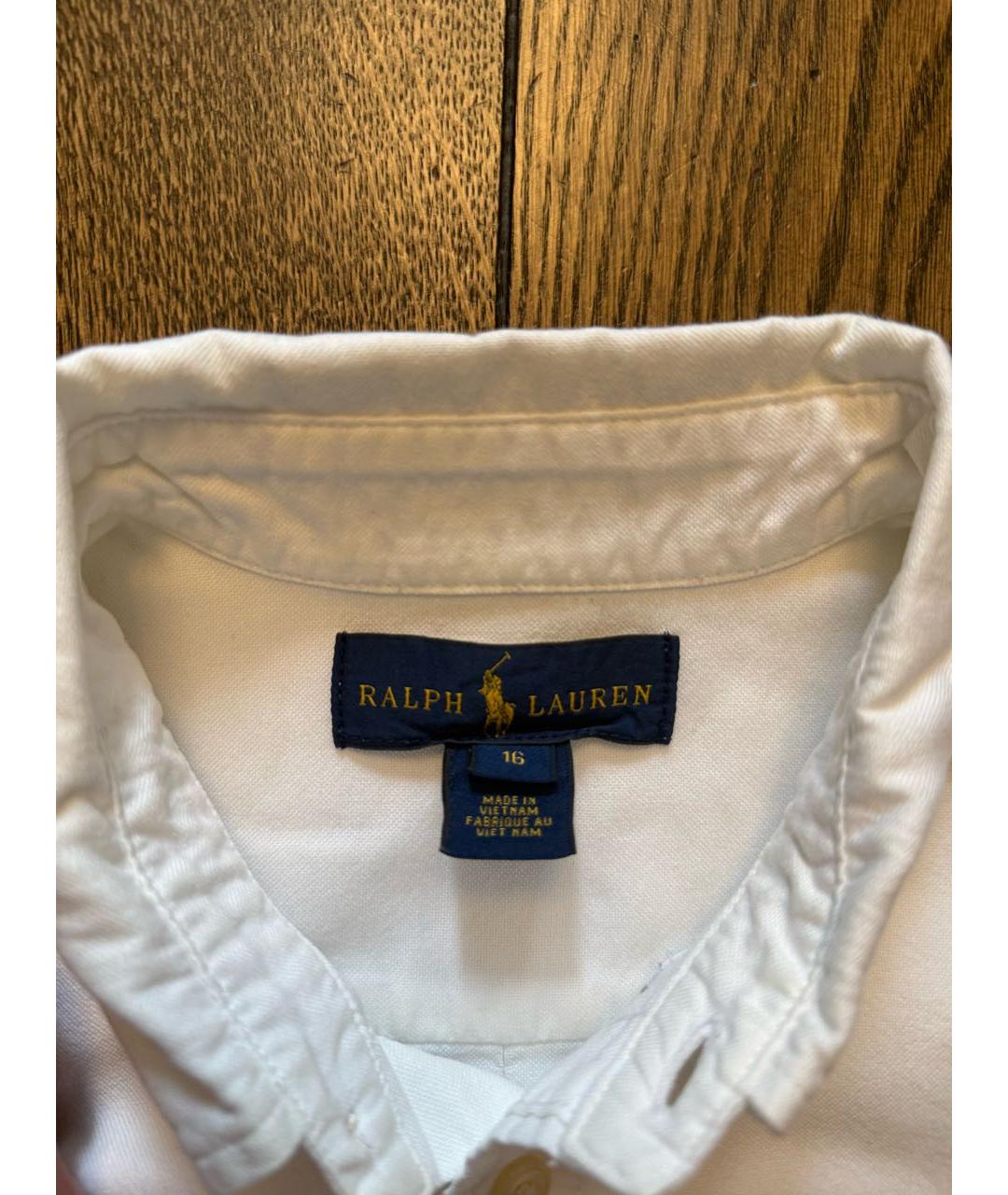 POLO RALPH LAUREN Белая хлопковая детская рубашка, фото 3