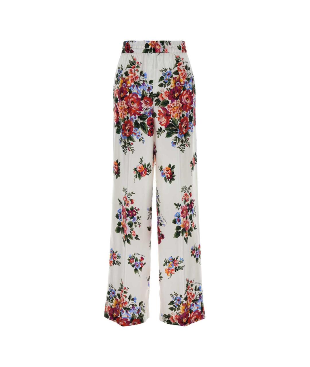 DOLCE&GABBANA Мульти шелковые прямые брюки, фото 2