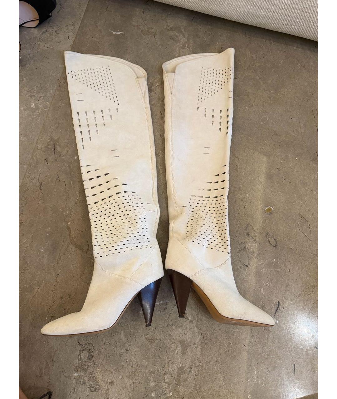 ISABEL MARANT Белые замшевые ботфорты, фото 3