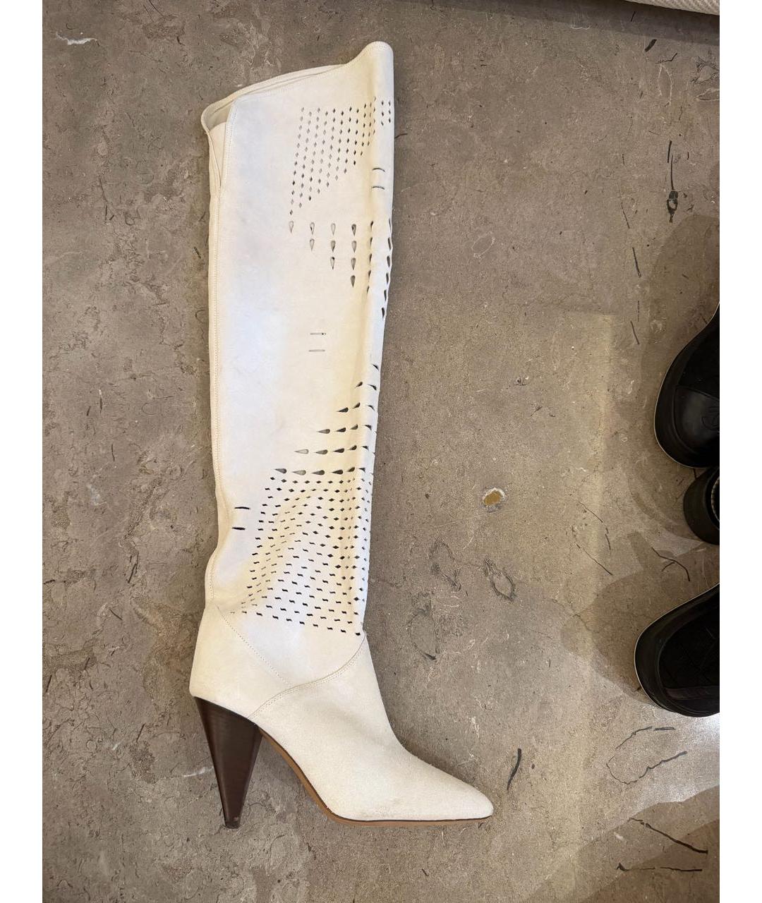 ISABEL MARANT Белые замшевые ботфорты, фото 7