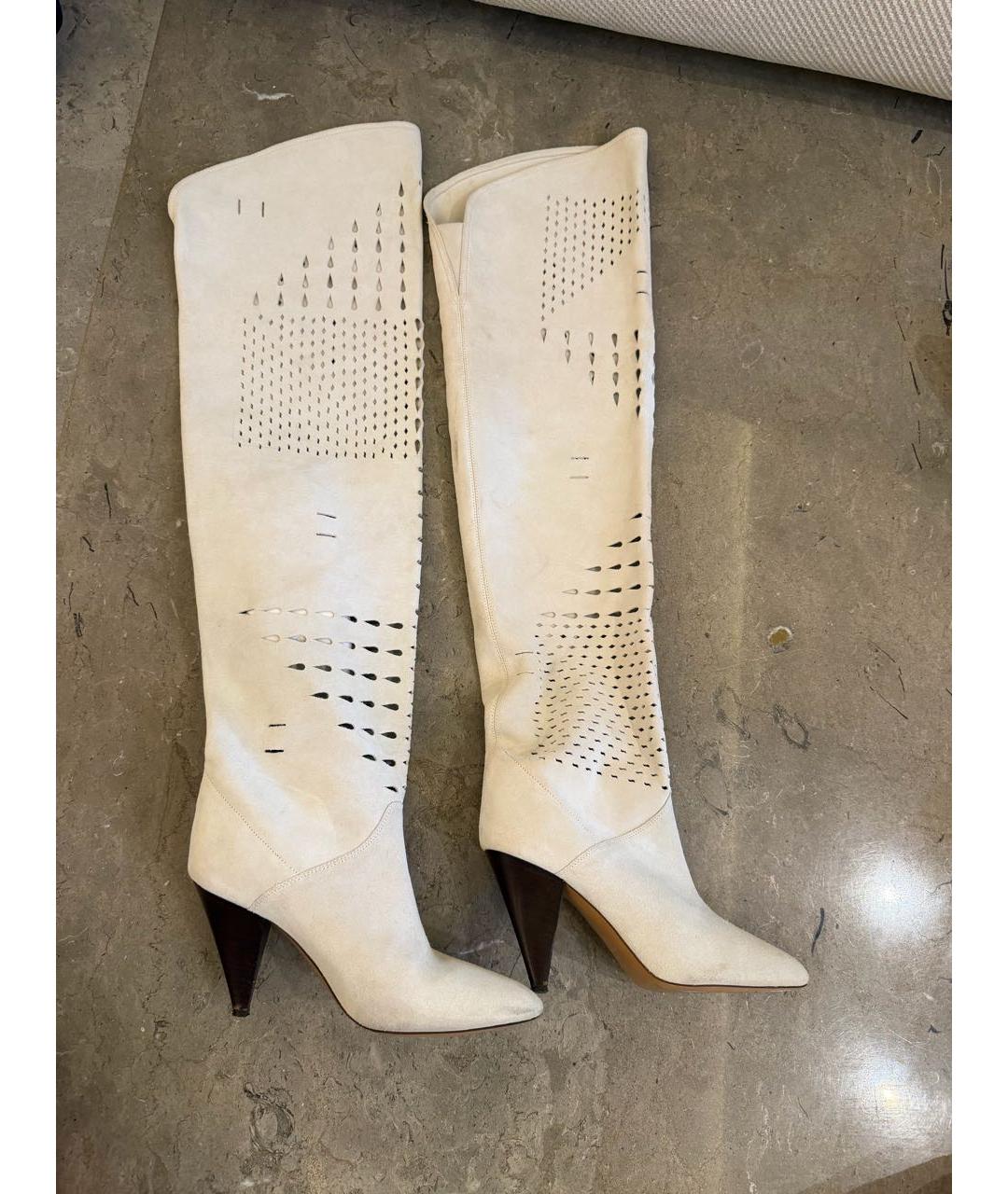 ISABEL MARANT Белые замшевые ботфорты, фото 2