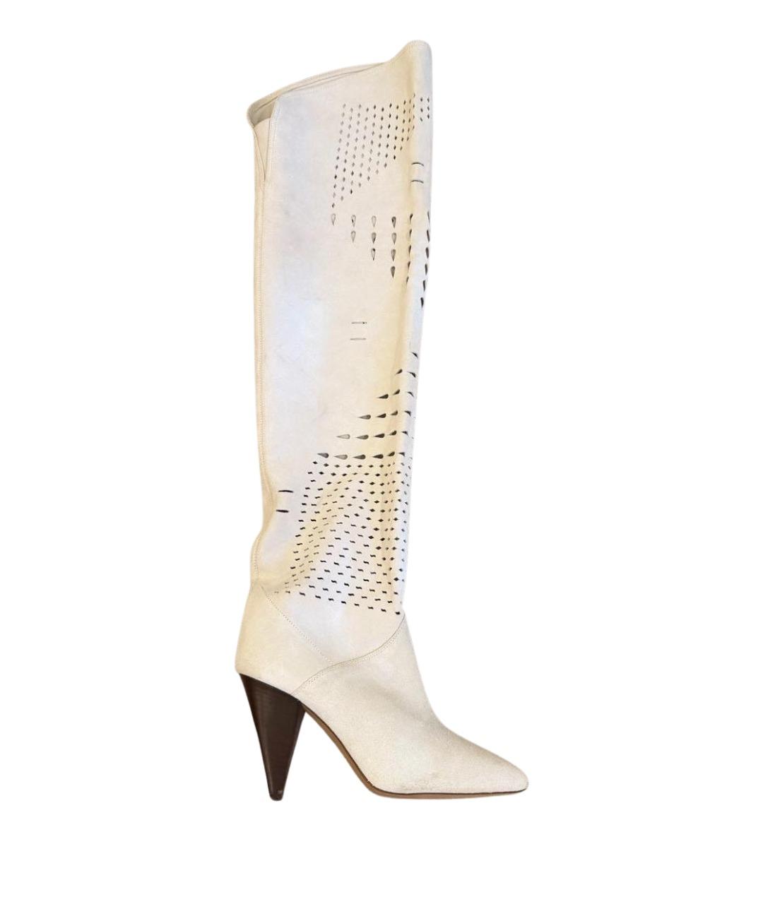 ISABEL MARANT Белые замшевые ботфорты, фото 1