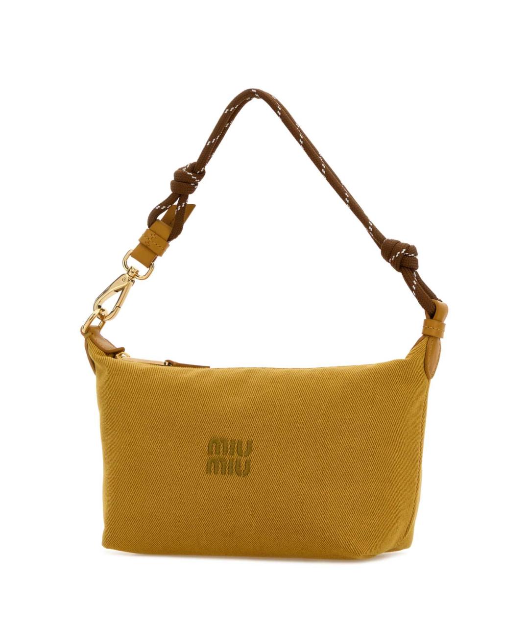 MIU MIU Бежевая тканевая сумка с короткими ручками, фото 2